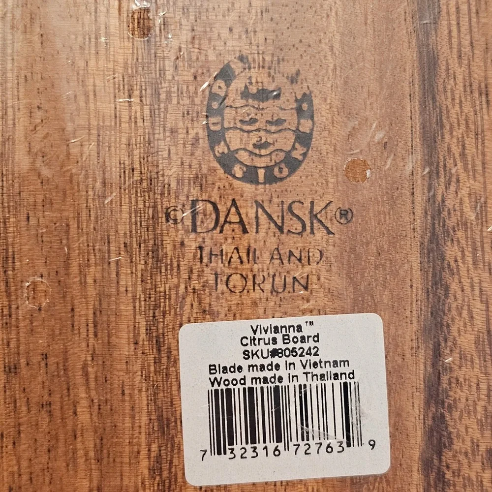 Dansk Vivianna Citrus Board and Knife Set Wood Stainless Steel Torun Vintage NOS